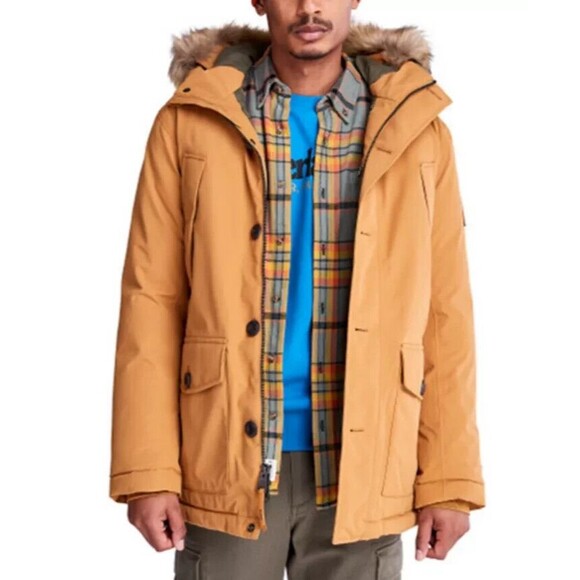 New NWT Mens Timberland Down Coat Orange Waterproof L Dryvent Warmest Recycled - Picture 3 of 16